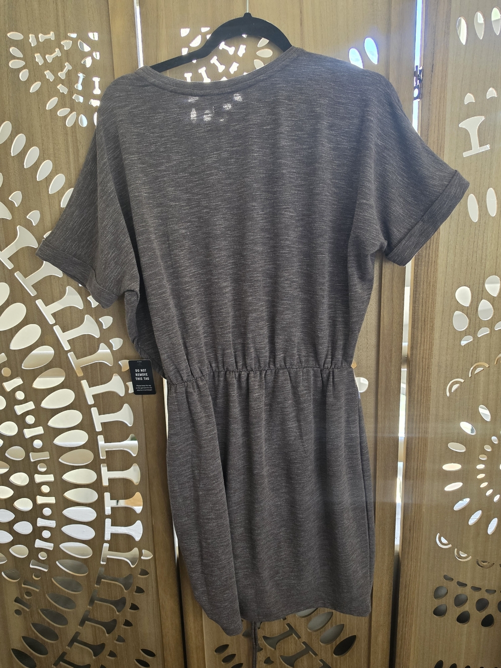 Express Brown Ruched-Front Short Sleeve Mini Dress - Picture 2 of 2